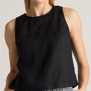 Quince 100% Linen Black Sleeveless Blouse